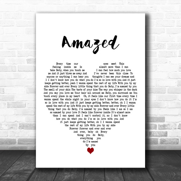 Boyz II Men Amazed White Heart Decorative Wall Art Gift Song Lyric Print