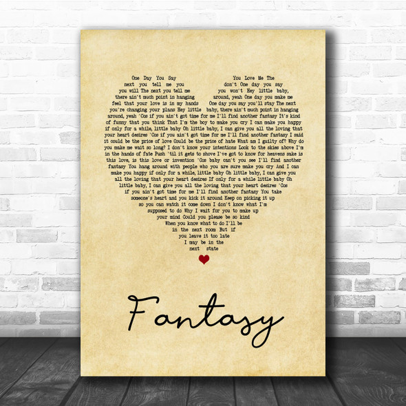 George Michael Fantasy Vintage Heart Song Lyric Music Wall Art Print