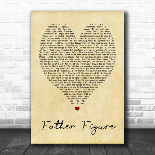 George Michael Father Figure Vintage Heart Song Lyric Music Wall Art Print