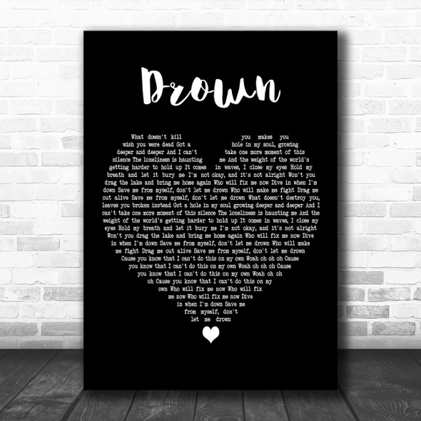 Bring Me The Horizon Drown Black Heart Decorative Wall Art Gift Song Lyric Print