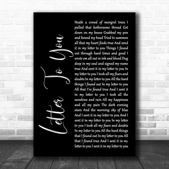 Bruce Springsteen Letter To You Black Script Decorative Wall Art Gift Song Lyric Print