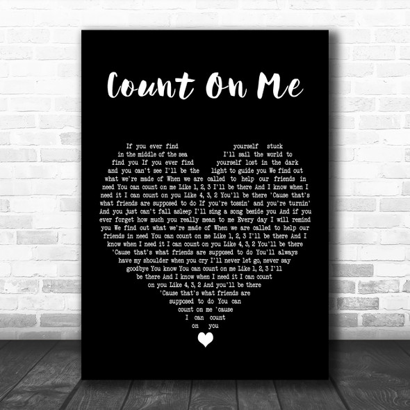 Bruno Mars Count On Me Black Heart Decorative Wall Art Gift Song Lyric Print