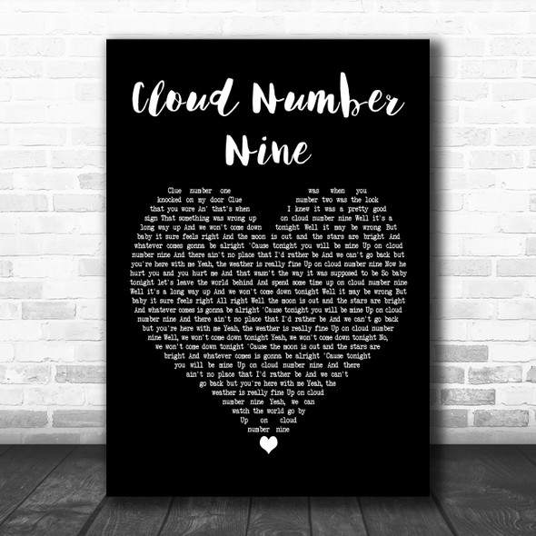 Bryan Adams Cloud Number Nine Black Heart Decorative Wall Art Gift Song Lyric Print