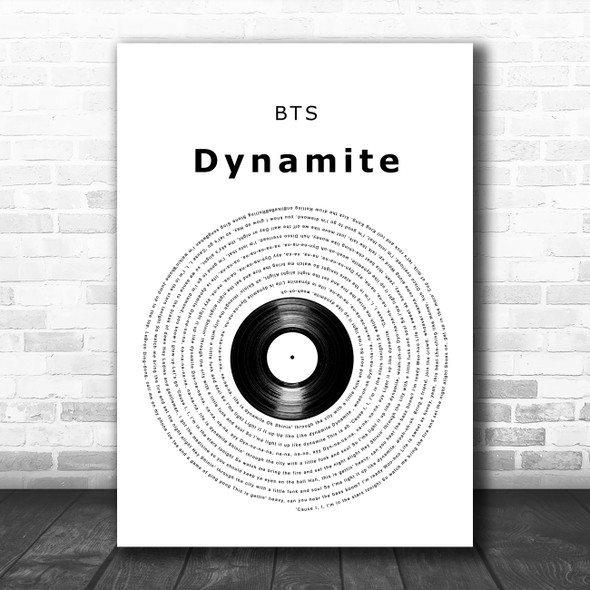 BTS Dynamite Vinyl Record Decorative Wall Art Gift Song Lyric Print