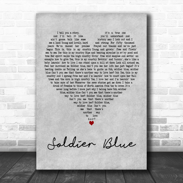 Buffy Sainte-Marie Soldier Blue Grey Heart Decorative Wall Art Gift Song Lyric Print