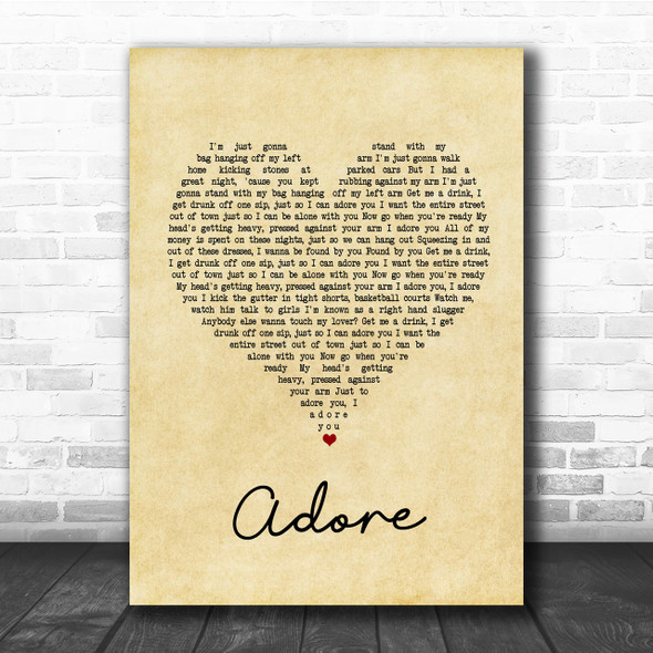 Amy Shark Adore Vintage Heart Song Lyric Music Wall Art Print