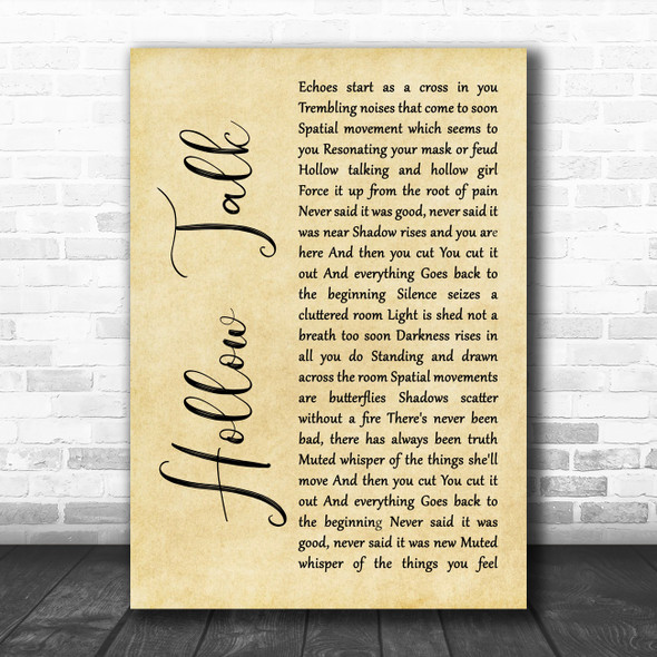 Choir of Young Believers Hollow Talk Rustic Script Decorative Wall Art Gift Song Lyric Print