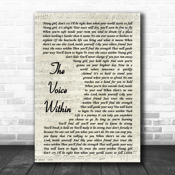 Christina Aguilera The Voice Within Vintage Script Decorative Wall Art Gift Song Lyric Print