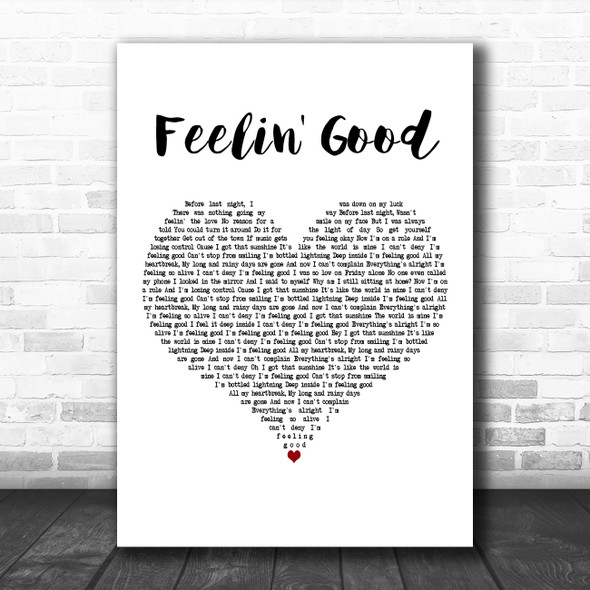 Christina Grimmie Feelin' Good White Heart Decorative Wall Art Gift Song Lyric Print