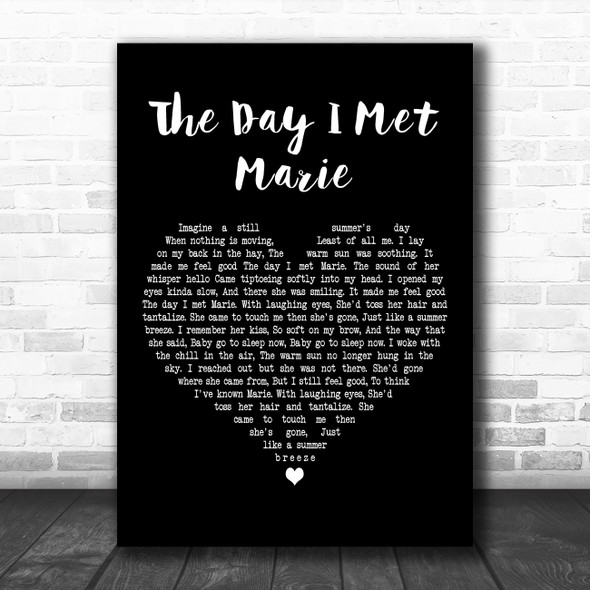 Cliff Richard The Day I Met Marie Black Heart Decorative Wall Art Gift Song Lyric Print