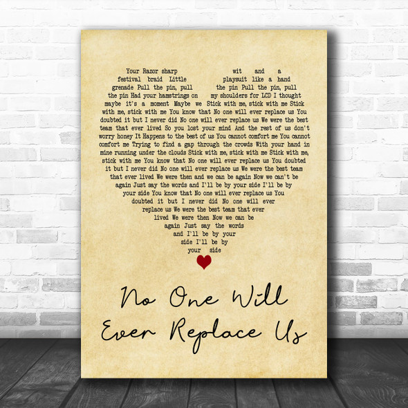 Courteeners No One Will Ever Replace Us Vintage Heart Decorative Gift Song Lyric Print