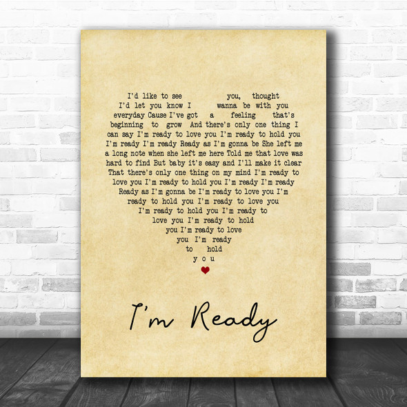 Bryan Adams I'm Ready Vintage Heart Song Lyric Music Wall Art Print