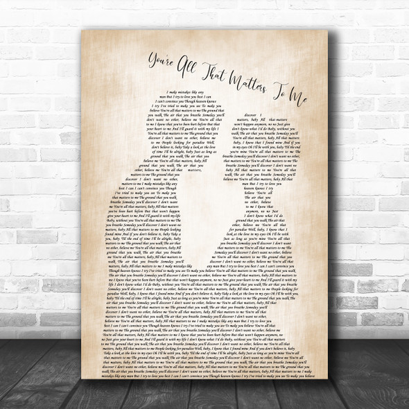 Curtis Stigers You're All That Matters To Me Man Lady Bride Groom Wedding Song Lyric Print