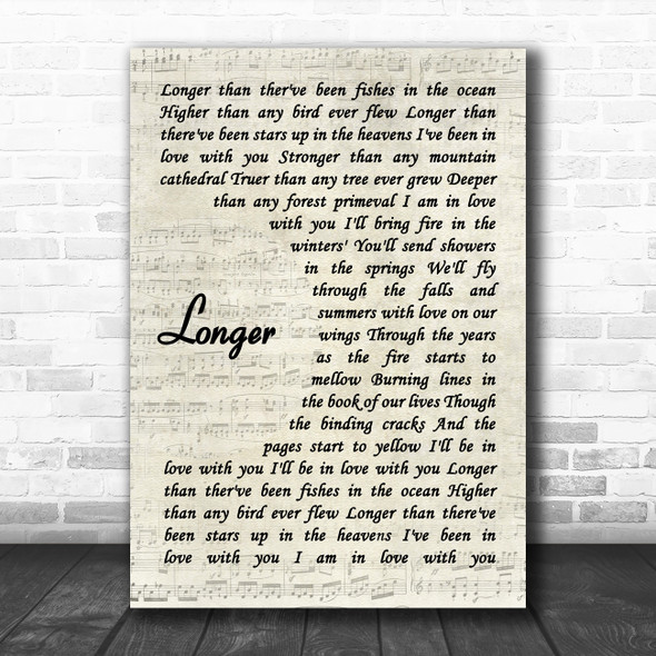 Dan Fogelberg Longer Vintage Script Decorative Wall Art Gift Song Lyric Print