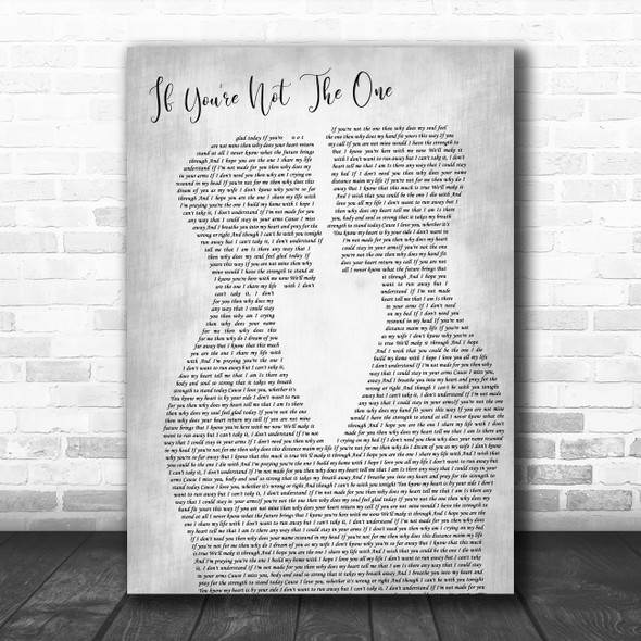 Daniel Bedingfield If You're Not The One Two Men Gay Couple Wedding Grey Wall Art Song Lyric Print