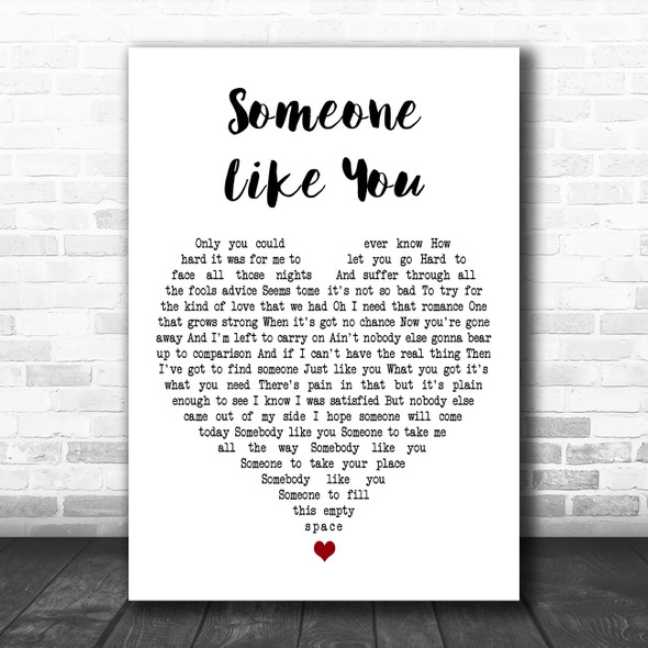 Daryl Hall & John Oates Someone Like You White Heart Decorative Wall Art Gift Song Lyric Print