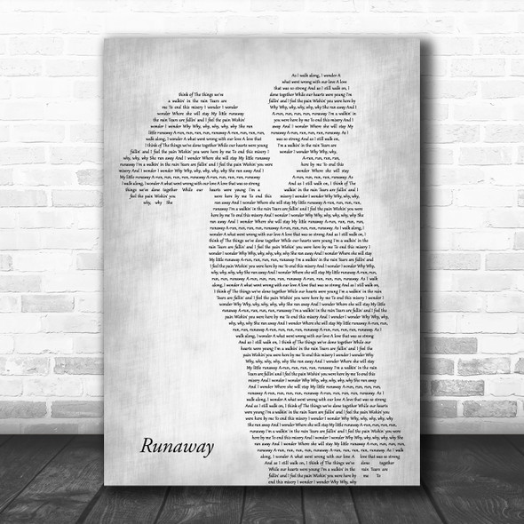 Del Shannon Runaway Mother & Child Grey Decorative Wall Art Gift Song Lyric Print
