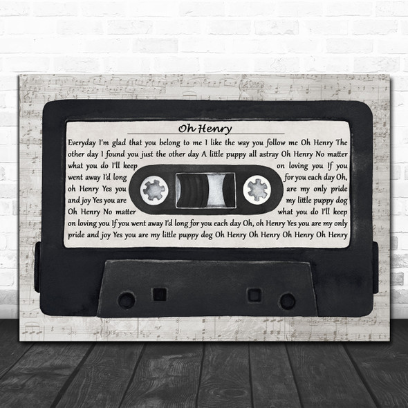 Dionne Bromfield Oh Henry Music Script Cassette Tape Decorative Wall Art Gift Song Lyric Print