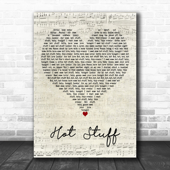 Donna Summer Hot Stuff Script Heart Decorative Wall Art Gift Song Lyric Print