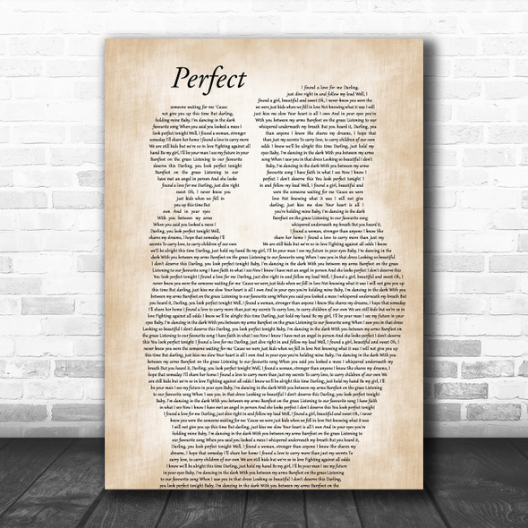 Ed Sheeran Perfect Father & Child Decorative Wall Art Gift Song Lyric Print