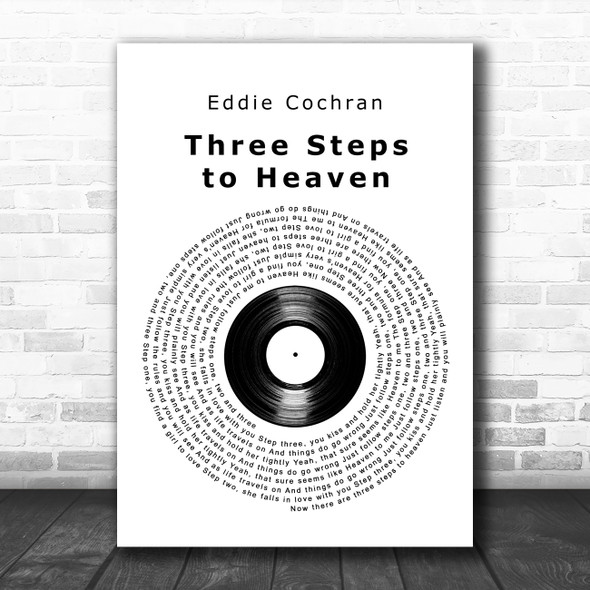 Eddie Cochran Three Steps to Heaven Vinyl Record Decorative Wall Art Gift Song Lyric Print