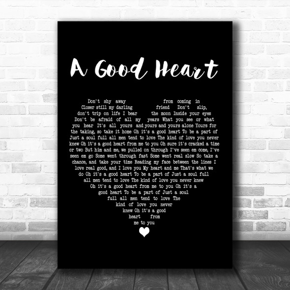 Elton John A Good Heart Black Heart Decorative Wall Art Gift Song Lyric Print