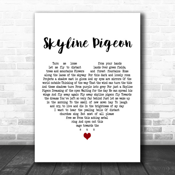 Elton John Skyline Pigeon White Heart Decorative Wall Art Gift Song Lyric Print