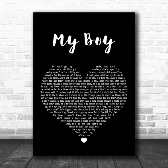 Elvie Shane My Boy Black Heart Decorative Wall Art Gift Song Lyric Print