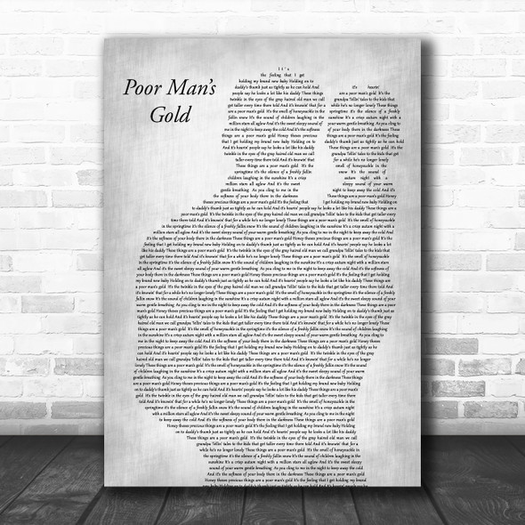 Elvis Presley Poor Mans Gold Father & Baby Grey Decorative Wall Art Gift Song Lyric Print