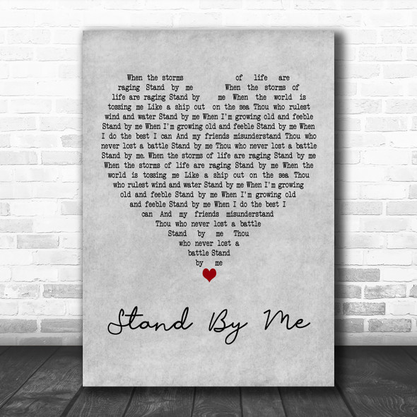 Elvis Presley Stand By Me Grey Heart Decorative Wall Art Gift Song Lyric Print