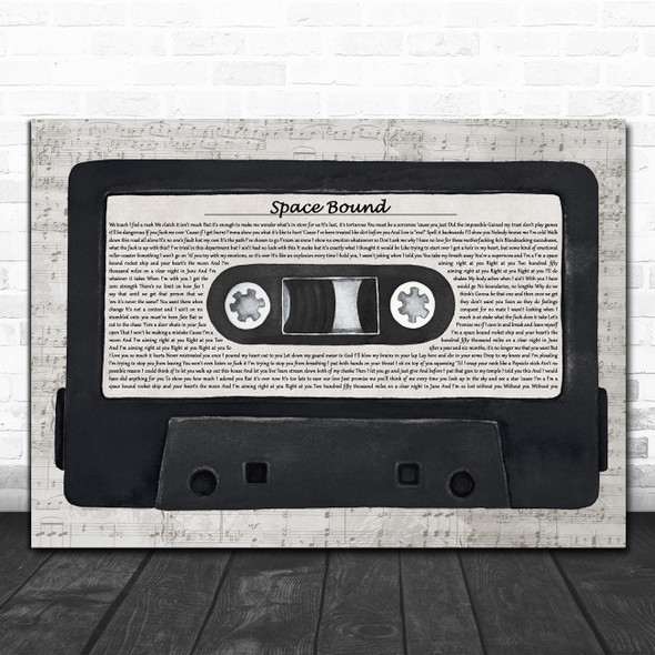 Eminem Space Bound Music Script Cassette Tape Decorative Wall Art Gift Song Lyric Print