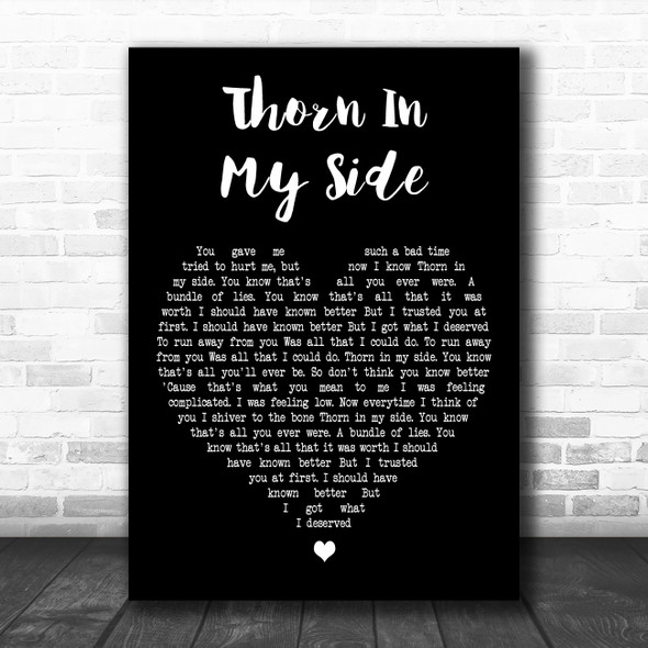 Eurythmics Thorn In My Side Black Heart Decorative Wall Art Gift Song Lyric Print