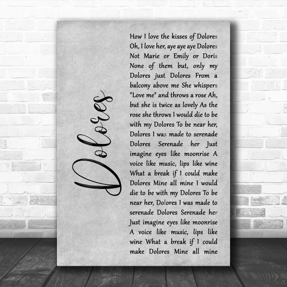 Frank Sinatra feat. The Pied Pipers Dolores Grey Rustic Script Wall Art Song Lyric Print