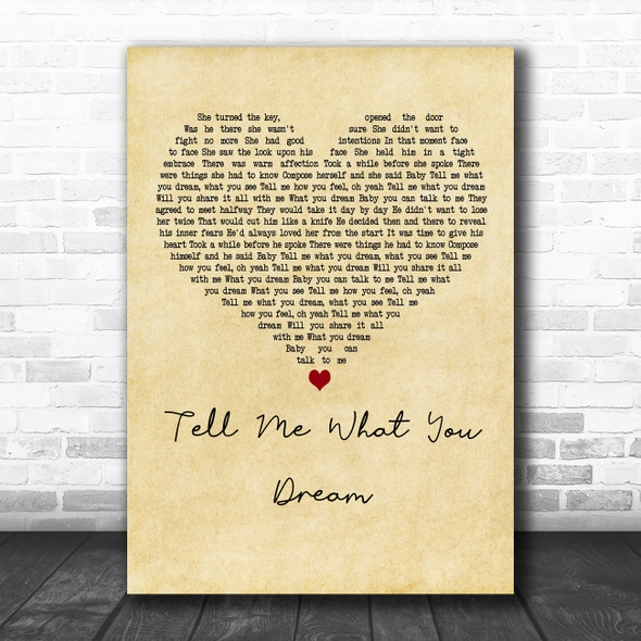 Gabrielle Tell Me What You Dream Vintage Heart Decorative Wall Art Gift Song Lyric Print