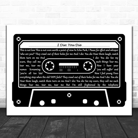 Gary Numan I Die You Die Black & White Music Cassette Tape Song Lyric Print