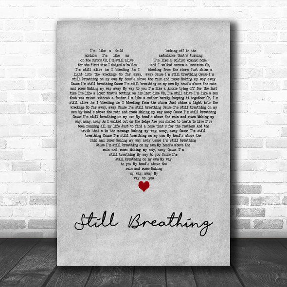 Green Day Still Breathing Grey Heart Decorative Wall Art Gift Song Lyric Print
