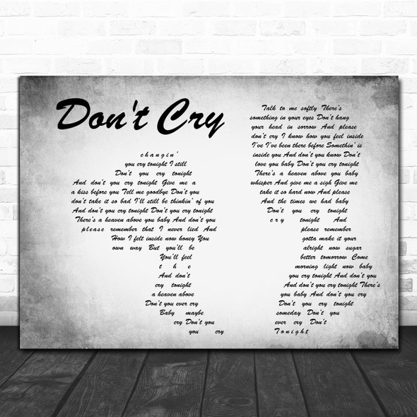 Guns N' Roses Don't Cry Man Lady Couple Grey Decorative Wall Art Gift Song Lyric Print