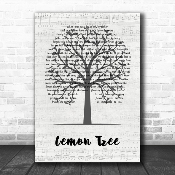 Harry Belafonte Lemon Tree Music Script Tree Decorative Wall Art Gift Song Lyric Print