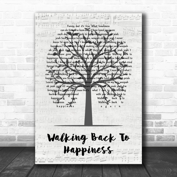 Helen Shapiro Walking Back To Happiness Music Script Tree Decorative Gift Song Lyric Print