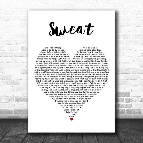 Inner Circle Sweat White Heart Decorative Wall Art Gift Song Lyric Print