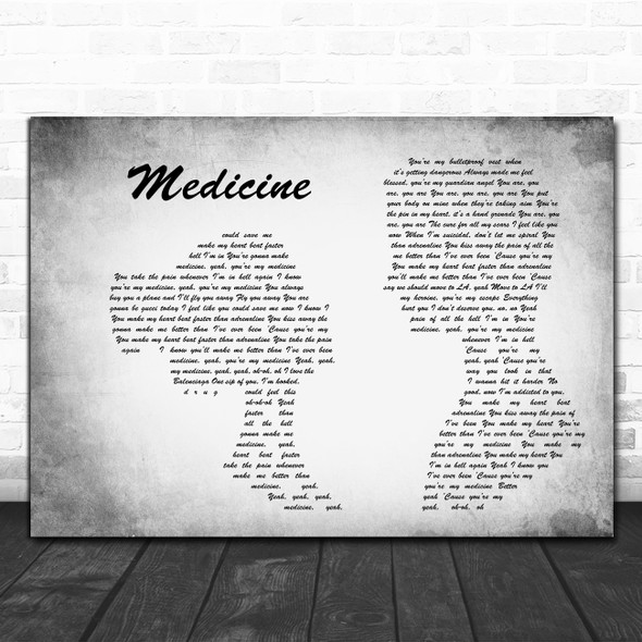 James Arthur Medicine Man Lady Couple Grey Decorative Wall Art Gift Song Lyric Print