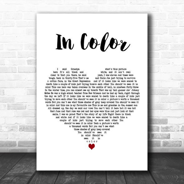 Jamey Johnson In Color White Heart Decorative Wall Art Gift Song Lyric Print