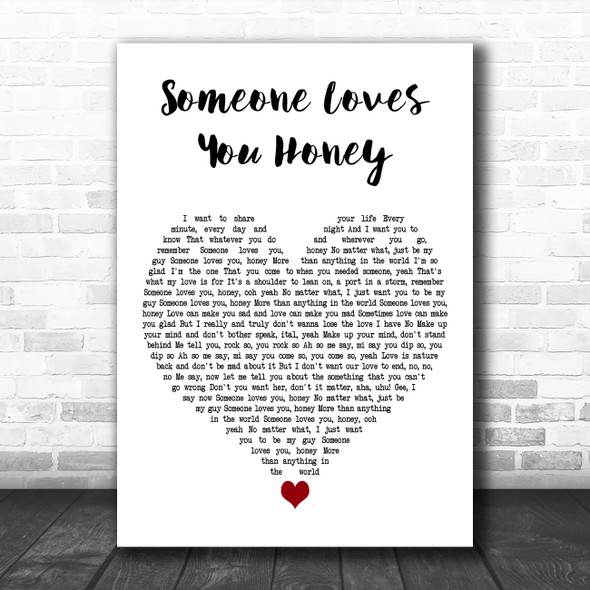 JC Lodge Someone Loves You Honey White Heart Decorative Wall Art Gift Song Lyric Print