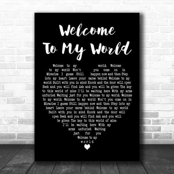 Jim Reeves Welcome To My World Black Heart Decorative Wall Art Gift Song Lyric Print