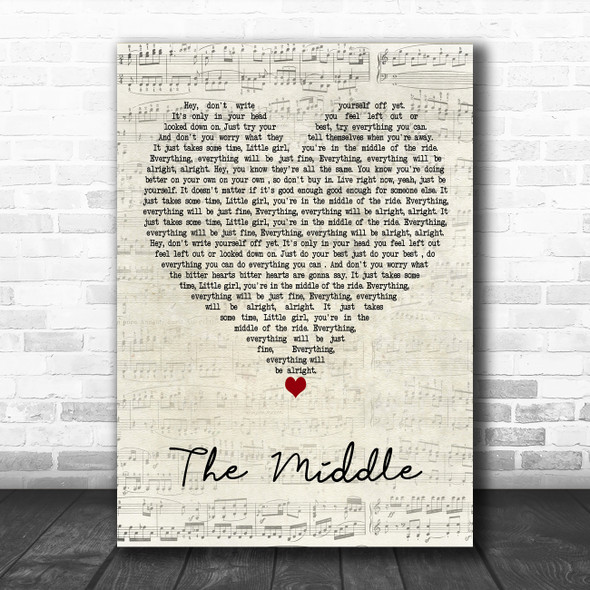 Jimmy Eat World The Middle Script Heart Decorative Wall Art Gift Song Lyric Print