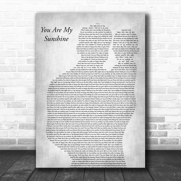 Johnny Cash You Are My Sunshine Father & Baby Grey Decorative Wall Art Gift Song Lyric Print