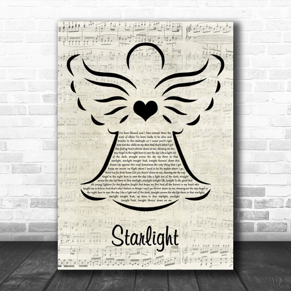 Jon Pardi Starlight Music Script Angel Decorative Wall Art Gift Song Lyric Print