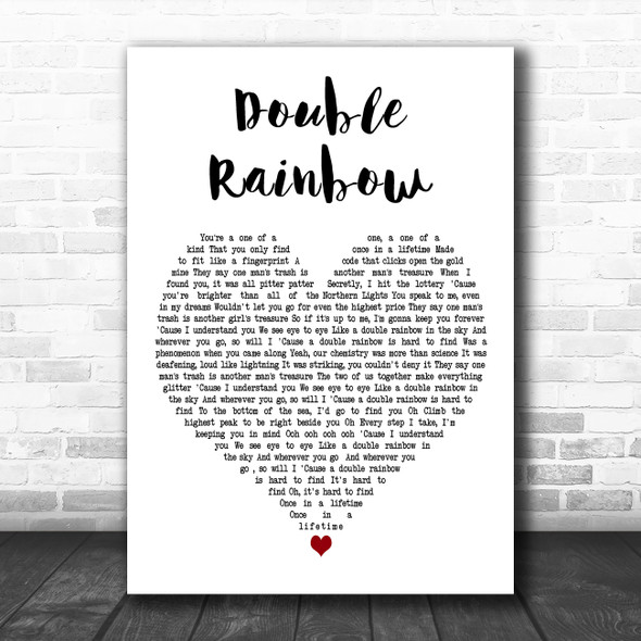 Katy Perry Double Rainbow White Heart Decorative Wall Art Gift Song Lyric Print