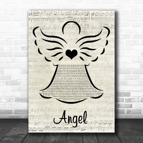 Kelly Rowland Angel Music Script Angel Decorative Wall Art Gift Song Lyric Print