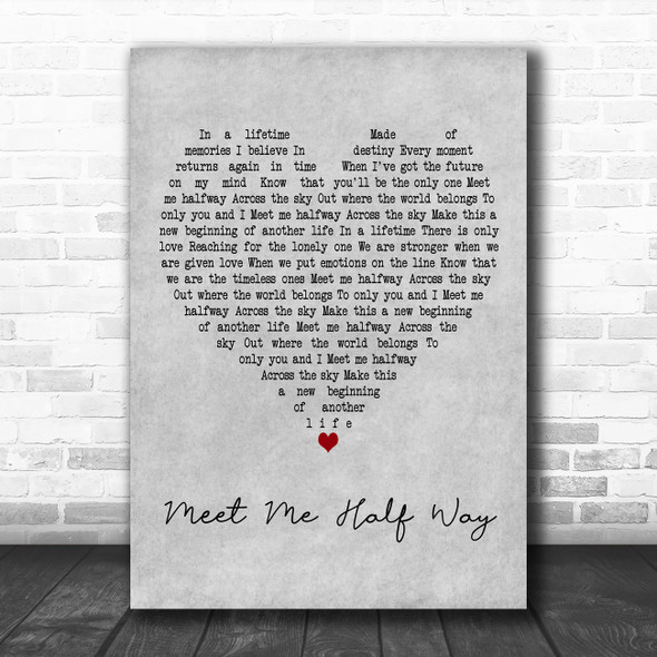 Kenny Loggins Meet Me Half Way Grey Heart Decorative Wall Art Gift Song Lyric Print